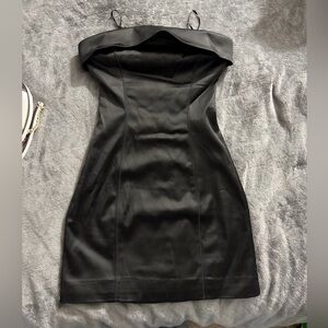 Aritzia Black Strapless Fold-Over Mini Dress